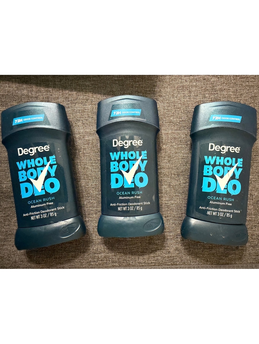 Degree Whole Body Deodorant Stick Ocean Rush Aluminum Free 3 oz - Pack of 3